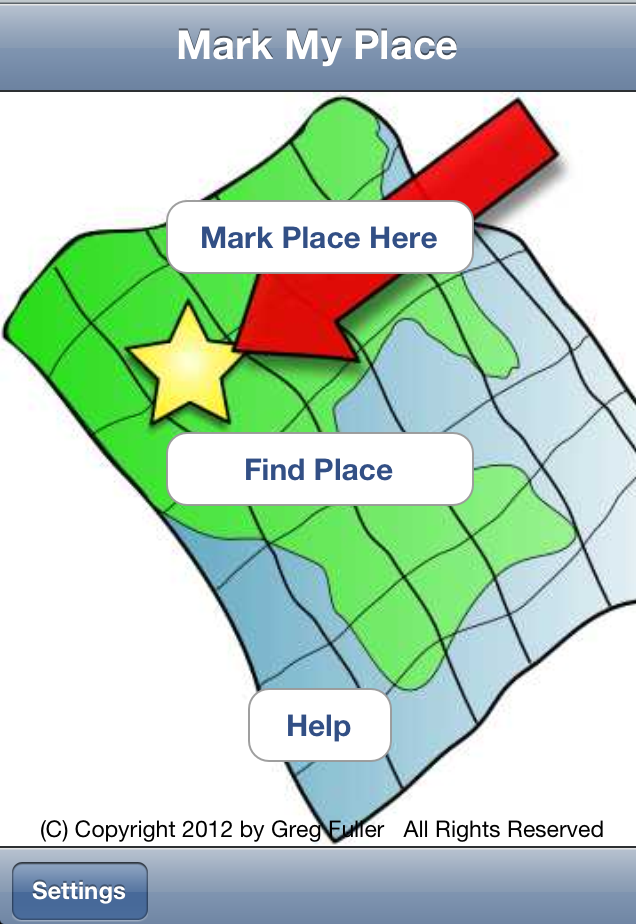 MarkMyPlace Main Screen